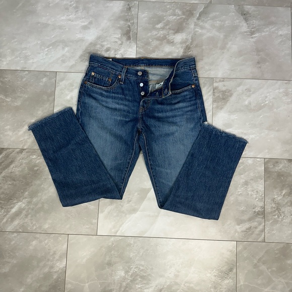 Levis 501 Womens Jeans Size 28 Vintage Pants Straight Leg Blue - Picture 5 of 12